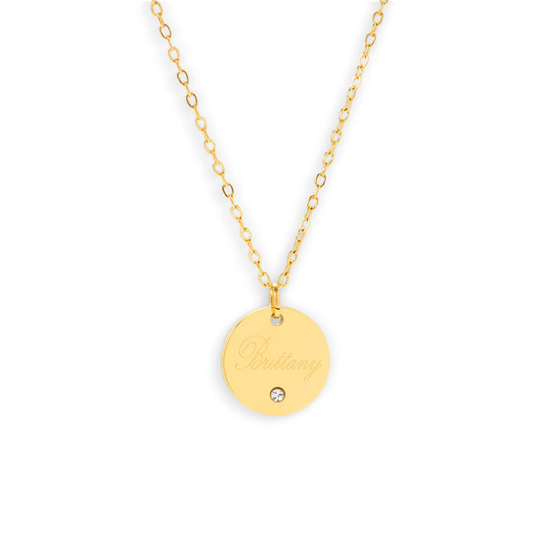 Custom/Personalized Round Pendant Necklace w/ Gemstone